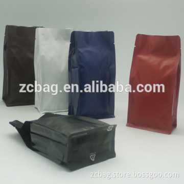 plastic Quad Flat Bottom pouch with Zipper bag,flat bottom pouch with pocket zipper bag